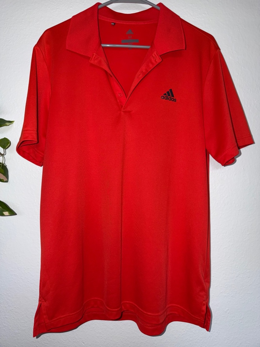 adidas Men's Red Polo Shirt with Black Logo